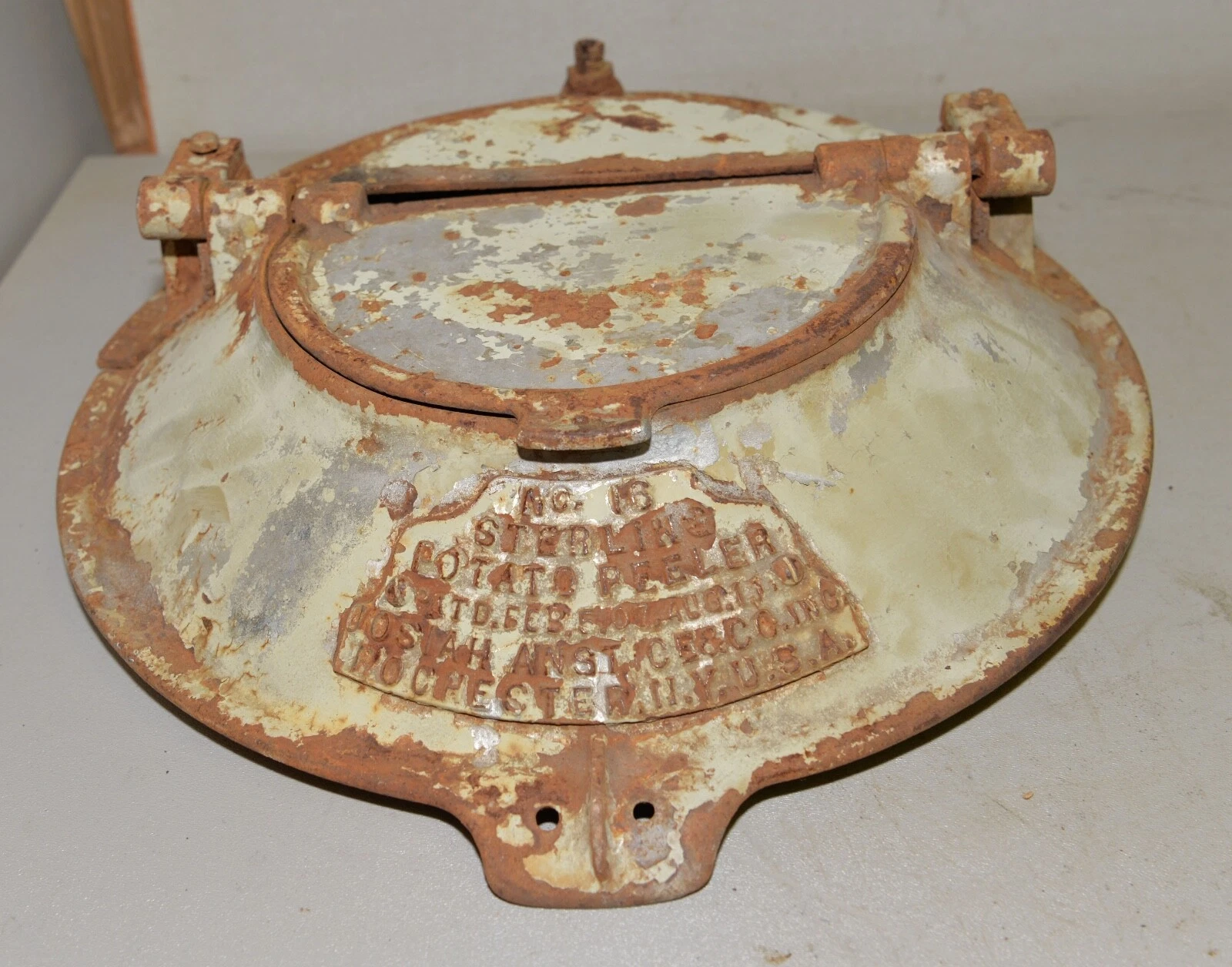 Sterling cast iron potato peeler cover pat 1907 collectible industrial display