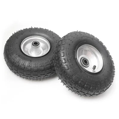 PRODUCT PRO 2 x 25cm Pneumatic Wheels 4.10/3.50-4 Steel Rim 16mm Bore 45mm Offset Sack Truck
