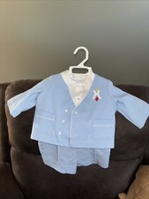 12 Month Boys Outfit Light Blue With White Shirt And Shorts
