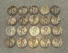 Walking Liberty half-dollars roll of 20, 90% silver circulated $10 face mix date