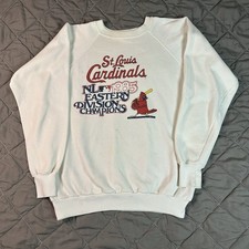 VINTAGE St Louis Cardinals Sweatshirt Mens Large White Playoffs 80s MLB Baseball