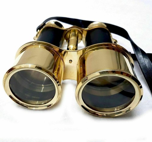Nautical Marine Brass Leather Ship Pirates Binocular With Leather Case Gift - Picture 4 of 9