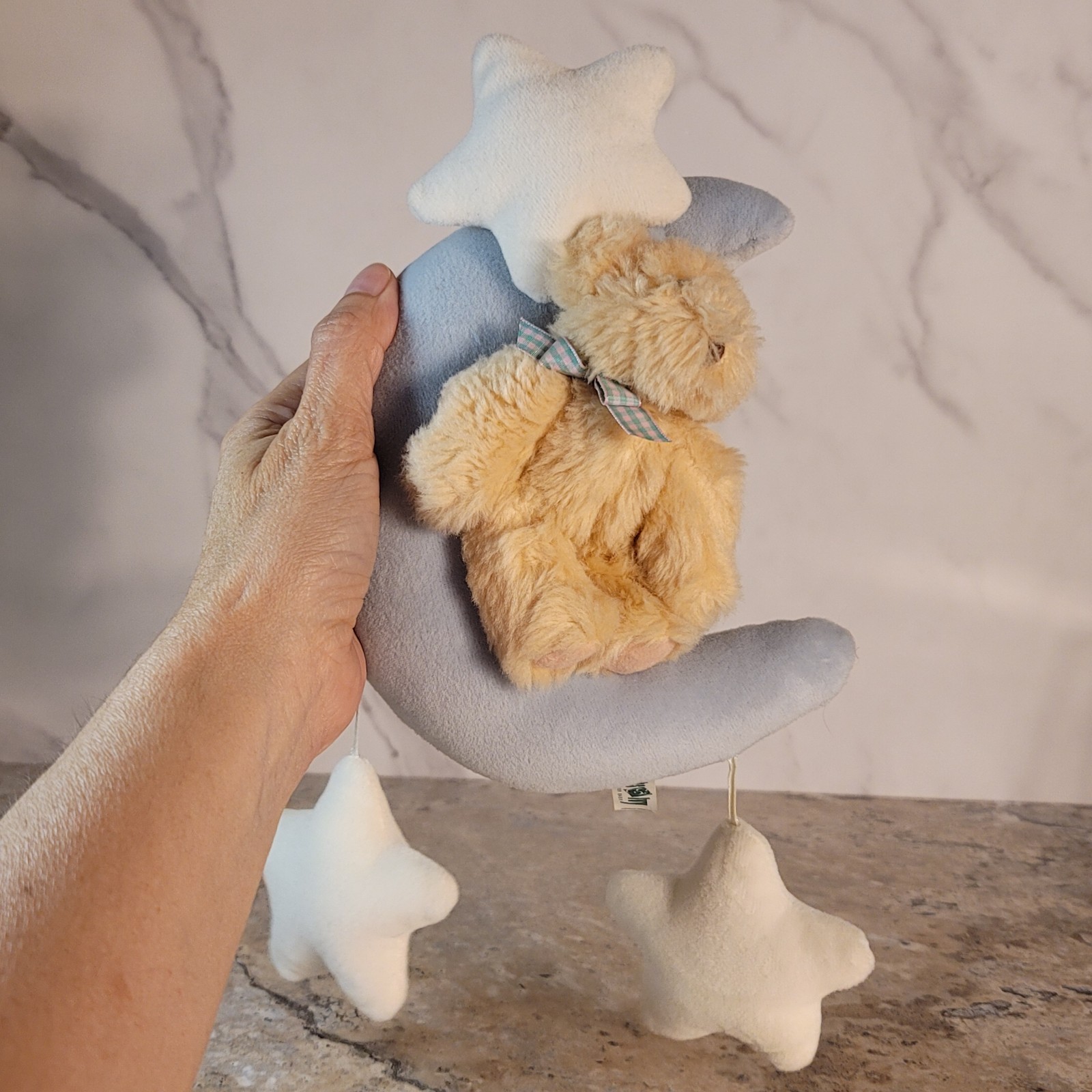 LAMBS & IVY BABY TEDDY BEAR MOON STARS PLUSH NURSERY HANGING DECORATION 