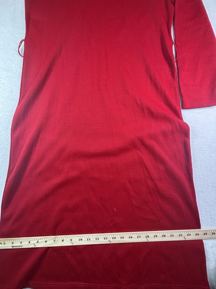 Lennie for Nina Leonard Red Size Large Dress Cowl Neck Long Sleeve Midi - Image 3 of 4