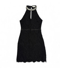 Francesca's Little Black Lace Mini Dress Sleeveless Halter Women's Size M