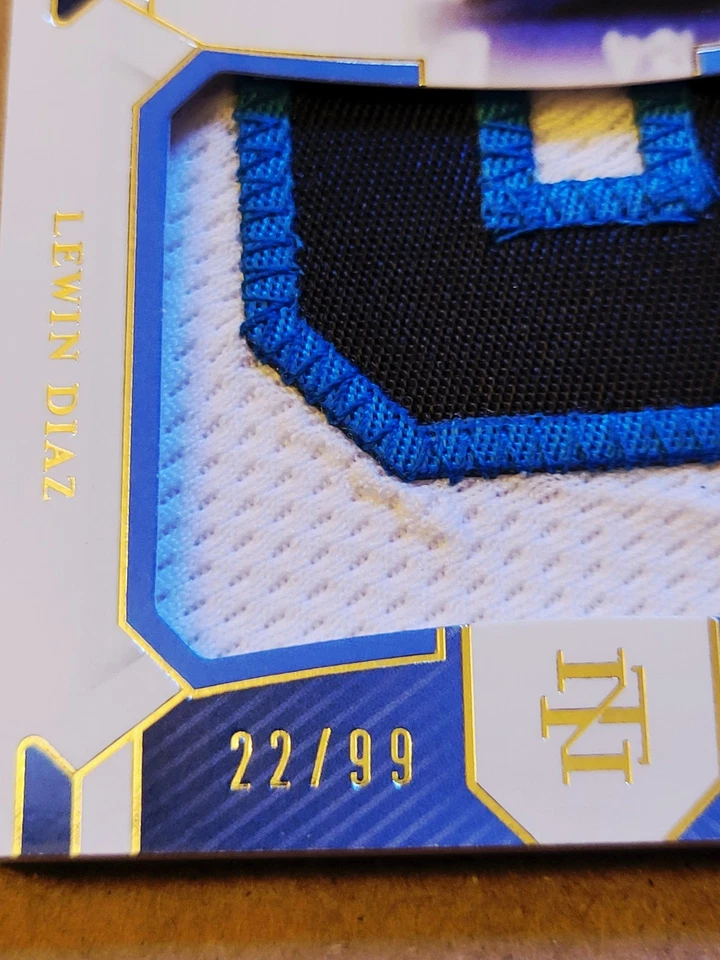 2021 National Treasures Lewin Diaz Miami Marlins Patch #164 On-Card Auto /99 - Image 2 of 3