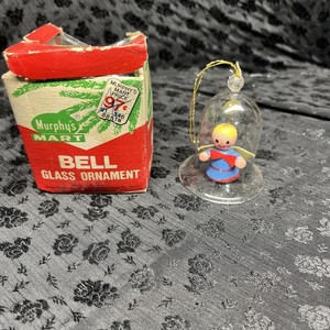 Murphy's Mart Vintage Glass Bell Christmas Ornament Taiwan with box