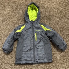 Boys Weatherproof Jacket Size 3T Double Zip Winter Coat Hooded Fleece Lined Gray