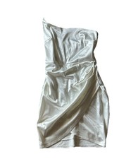 Windsor White One Shoulder Mini Dress Zip Closure Sleeveless Solid Women's