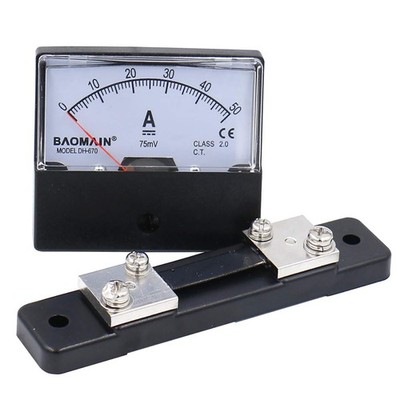BAOMAIN DH-670 DC 0-50A Analog Amp Panel Meter Current Ammeter with 50A 75mV Shu