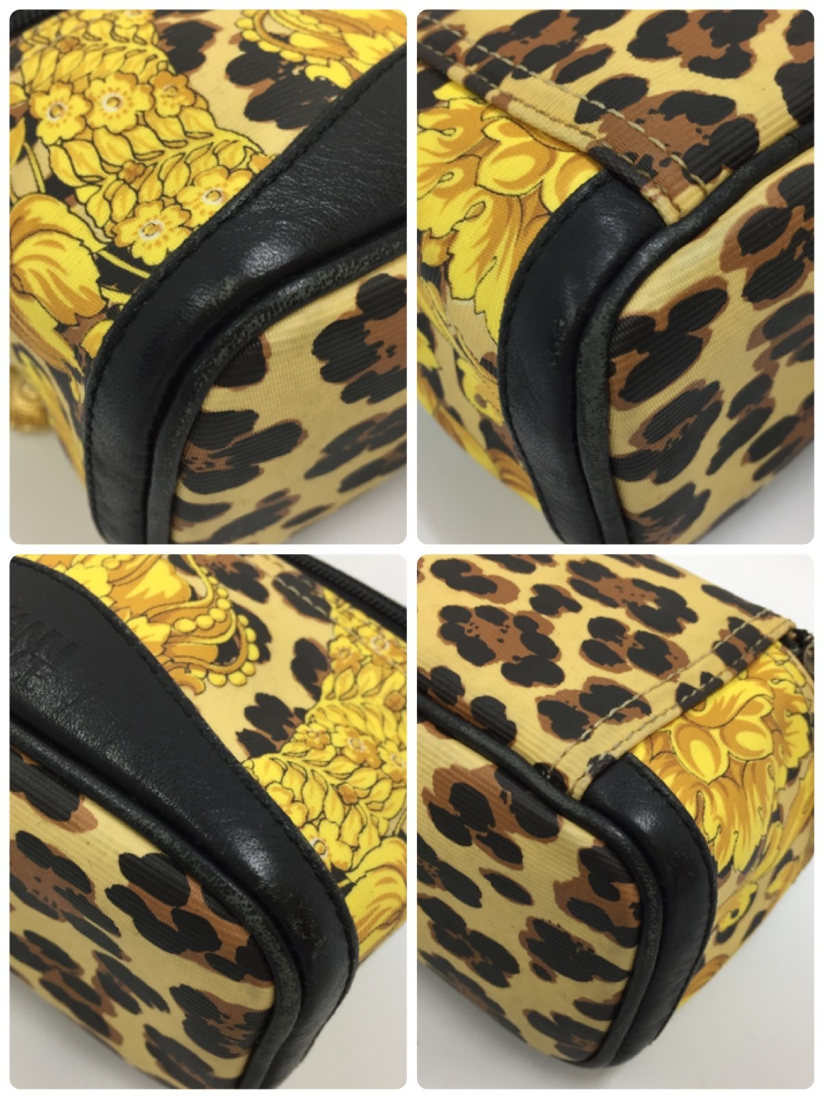 Auth Gianni Versace Nylon Leopard Tiny Pouch Bag … - image 8