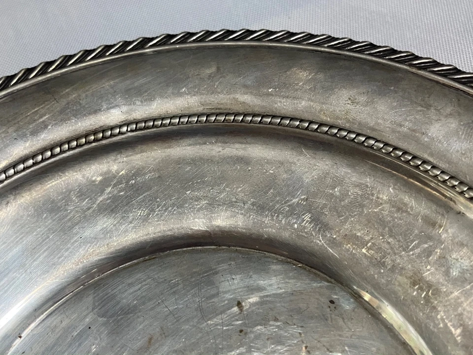 Plato sándwich Gorham plata de ley 9" ancho borde Gadroon (201 gramos) (con mono) Foto 2 de 4