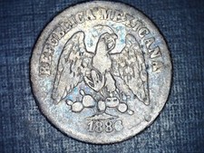 1886 M 5 centavos Mexico silver coin.