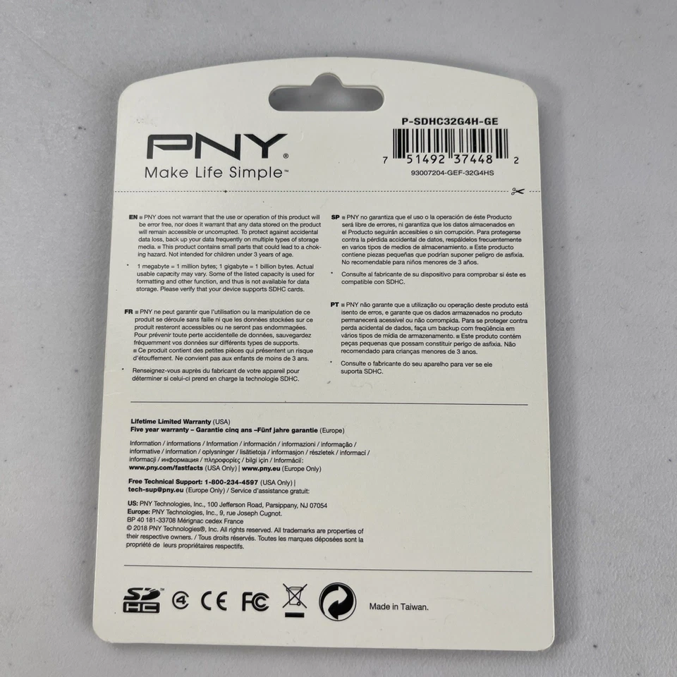 PNY Performance 32GB SD Flash Memory Card 7hr HD Video 2018 - Image 2 of 2
