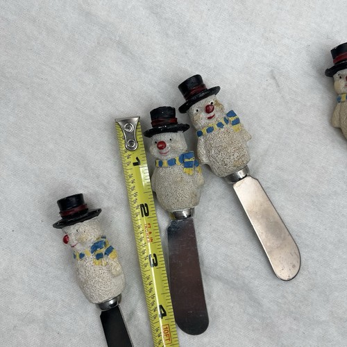 Juego de 4 cuchillos de queso mantequilla esparcidores de Navidad muñecos de nieve Boston Warehouse - Imagen 7 de 8