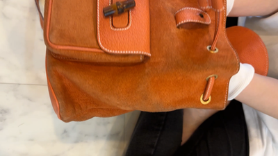GUCCI Bamboo Mini Backpack Suede Leather Terracotta  display picture 3