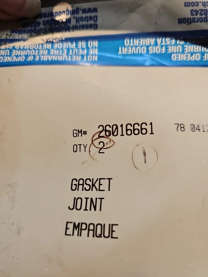 Nueva junta genuina OEM GM de colección 26016661 pieza de automóvil Foto 3 de 3