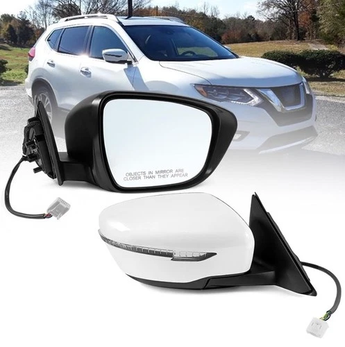 Passenger Power Mirror with Turn Signal Heated White for Nissan Rogue 2017-2020