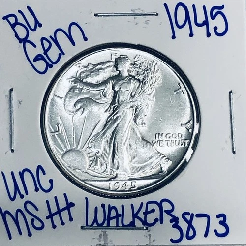 1945 BU UNCIRCULATED WALKING LIBERTY SILVER HALF DOLLAR AUTHENTIC U.S. MINT 3873