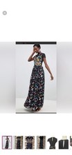 Gorgeous Ted Baker Black Floral Maxi Dress W/Cap Sleeve, Size 2