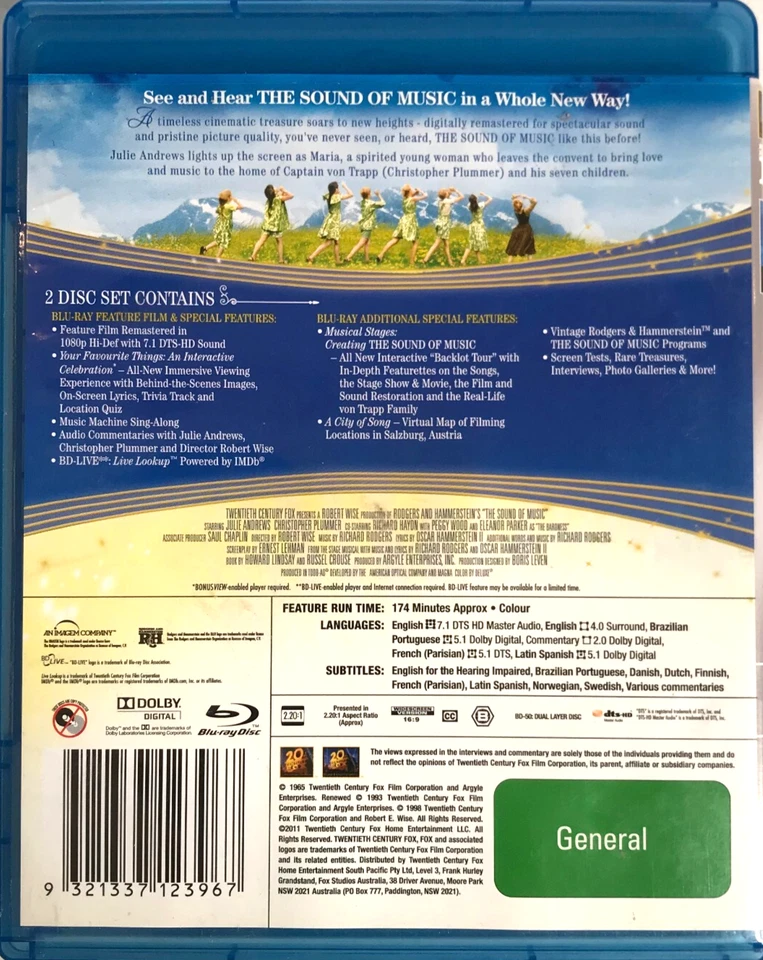 The SOUND Of MUSIC : NEW 2 Disc Blu-Ray - Image 2 of 2