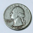 1949-D 25c Washington Silver Quarter - 90% SILVER VERY FINE DETAILS #9972