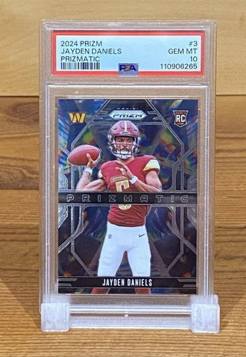 2024 Prizm Jayden Daniels Rookie Card #3 PRIZMATIC PSA 10💎 GEM Commanders ROY!