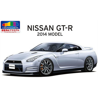 Aoshima Maßstab 1:24 Nissan GT-R R35 '14 silbermetallic vorlackiert