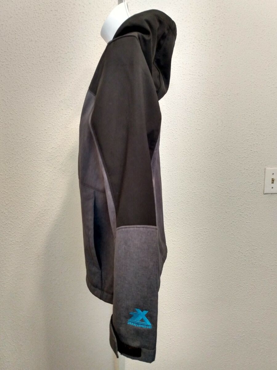 Z X Zero X Posur Gray Black Soft Shell Hood Pockets Zip Z X Zero X Posur Gray Black Soft Shell Hood Pockets Zip