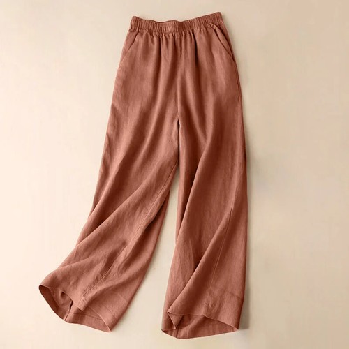 Cotton Linen Wide Leg Pants for Women Summer Thin Breathable Straight Tube Pant - Picture 13 of 19