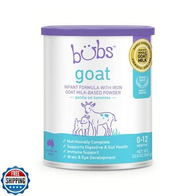 AUSSIE BUBS Bubs Whole Goat Milk Formula with Iron, Goat Milk-Based Powder, for Infants 0