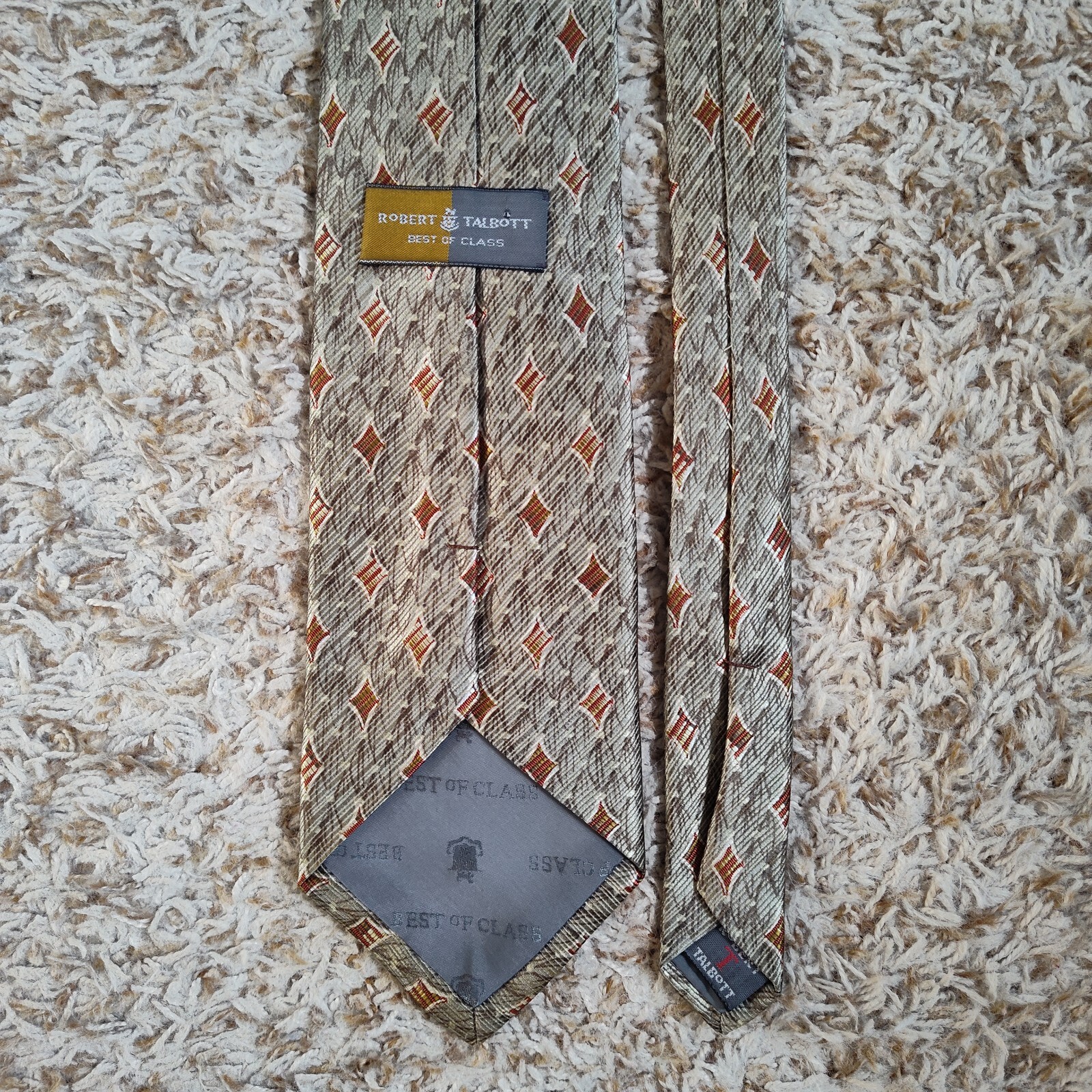 Robert Talbott Dark Gold Diamond Pattern Silk Han… - image 7