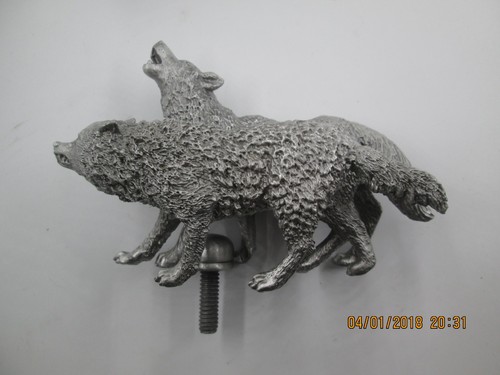 rare wolves running howling coyote yellowstone ratrod hotrod car hood ornament - Picture 7 of 7