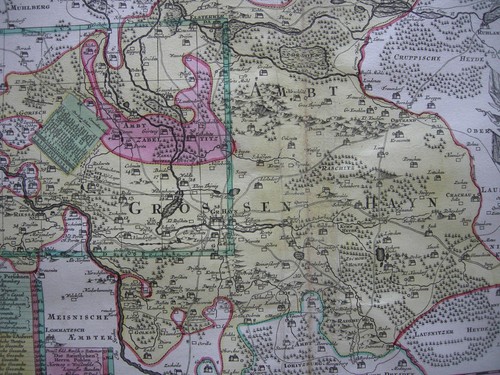 Großenhain Sajonia Meissen Original tarjeta de grabado en cobre Seuter 1730 vistas marginales - Imagen 7 de 7
