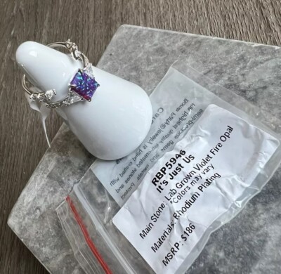 Bomb Party violet fire opal rhodium Its just us ring size 6