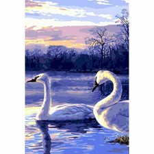 Paint By Numbers Adults kids Swan Swim On River DIY Painting Kit 40x50CM Canvas