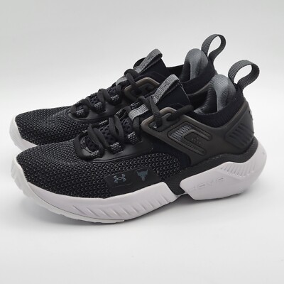 Under Armour UA Project Rock 5 Training Shoes US 4Y Black/ White 3025437-003