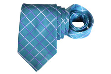 PINK MEN'S TIE BLUE/PLAIDS  CHECKS WIDTH: 3.50" LENGTH: 58"