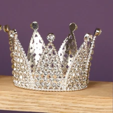 3-3/4" METAL Royal RHINESTONE CROWN Cake Topper, Table Decor #9749 Choose Color