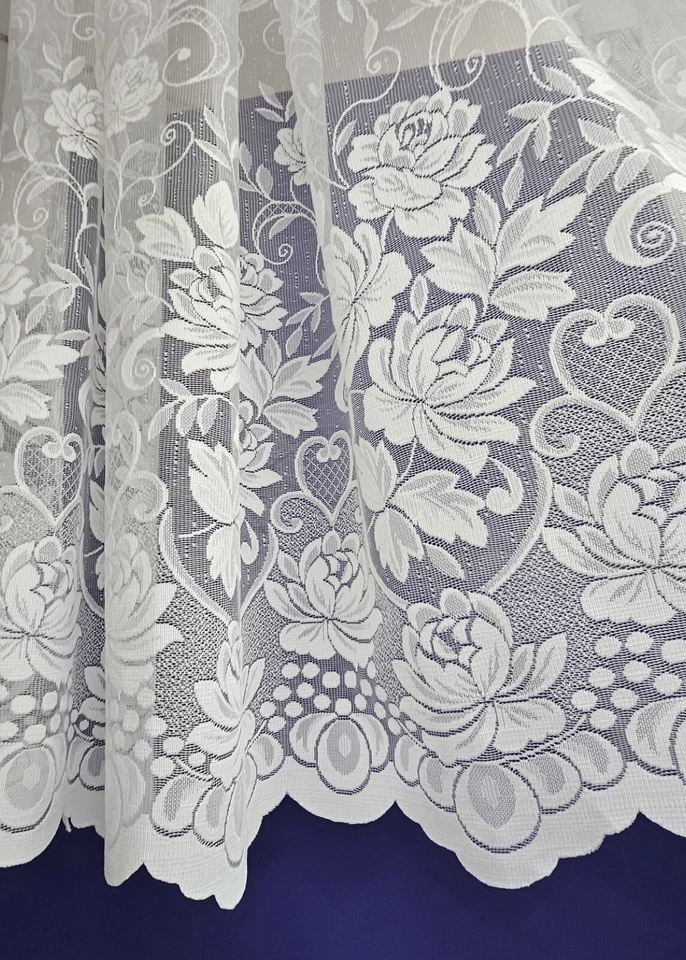 White Lace Window Net Curtains Rod Slot Ready to Use Sold By the Metre 11 Drops - Image 2 of 2