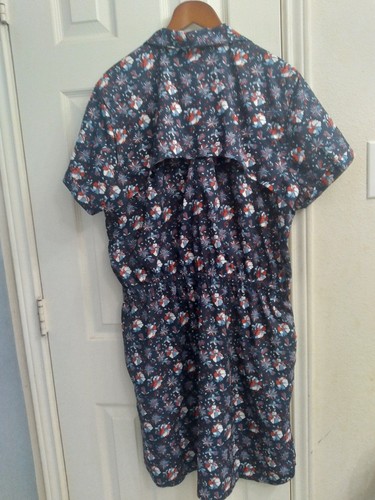 Magellan Floral Print Quick-Dry Fishing Shirt Dress Navy Blue Outdoor Wear - Picture 3 of 5