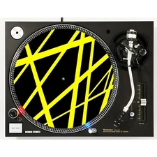 Stripes EVH #2 Black Yellow Slipmat Turntable 12" LP Record Player DJ Audiophile