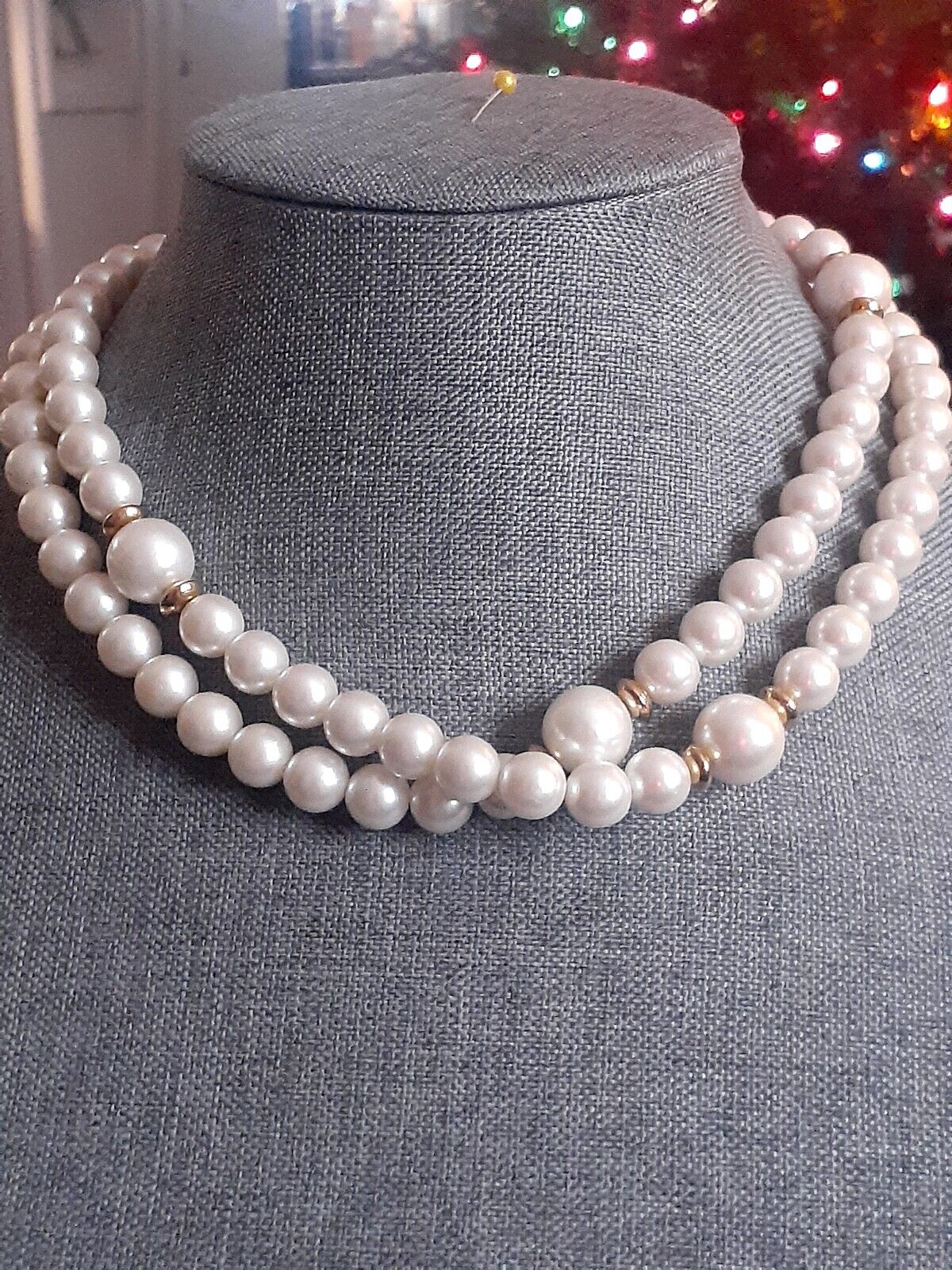 Vintage Marvella Faux pearl white and gold tone b… - image 4