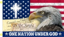 3X5 ONE NATION UNDER GOD WE THE PEOPLE CHRISTIAN CROSS FLAG BANNER W/ GROMMETS