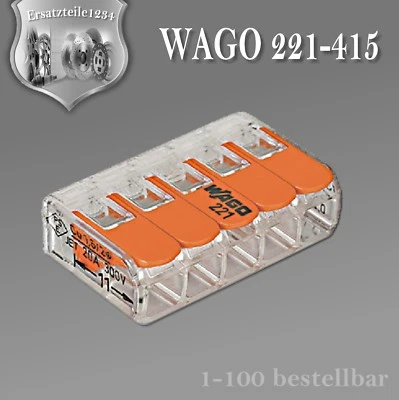 💡 Wago Klemmen 221-415 mit Hebel Verbindungsklemme 5polig Compact transparent