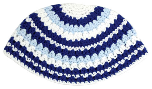 BIG JEWISH KIPPAH - Blue and White Stripes