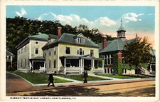 PC FREEMASONRY, MASONIC TEMPLE, BRATTLEBORO, VT, Vintage Postcard (b56080)
