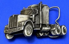 Kenworth Semi Rig  3D Sculpt Cutout  Bergamot Brass Works Metal Belt Buckle