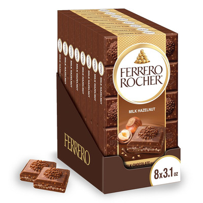 Premium Chocolate Bars, 8 Pack, Milk Chocolate Hazelnut, Luxury Chocolate, Indiv