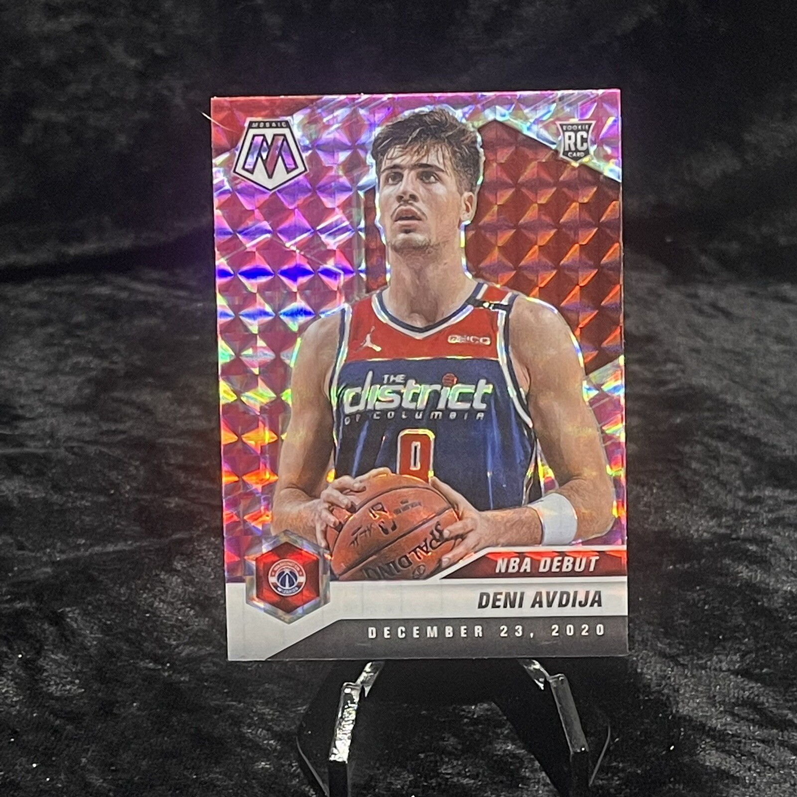 2020-21 Panini Mosaic Deni Avdija NBA Debut RC Pink Camo Prizm Wizards